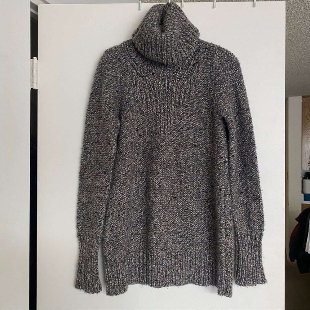 Donna Karan Women’s Gray/Brown/Tan Chunky Cashmere Turtleneck Sweater - size S